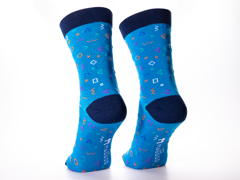 Blue Shapes x1 Pair Bamboo Socks - Mabboo