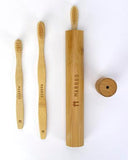 Adults Bamboo Toothbrush - Curved Handle/Curved Brown Bristles - Mabboo