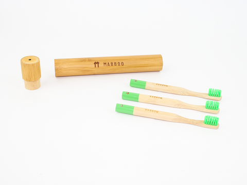 Kids Bamboo Toothbrush - Round Green - Mabboo