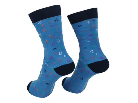 Blue Shapes x1 Pair Bamboo Socks