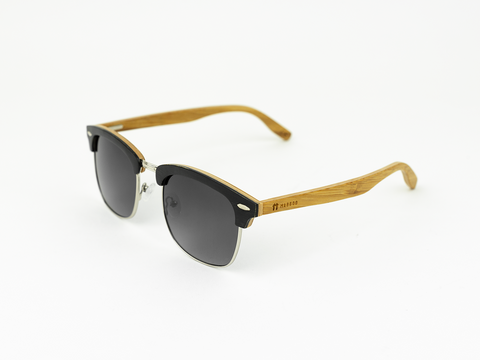 Clubmaster - Black stain front / Gradient smoke lens - Mabboo