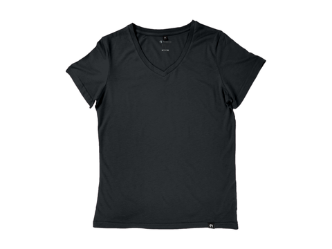 Black - V-Neck Jersey Sleeve Bamboo T-Shirt