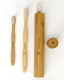 Adults Bamboo Toothbrush - Curved Handle/Curved White Bristles - Mabboo