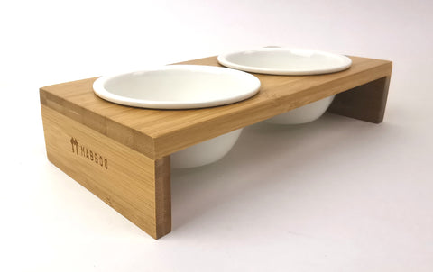 Bamboo Double Pet Stand & Bowls