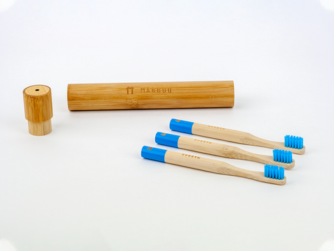 Kids Bamboo Toothbrush - Round Blue - Mabboo
