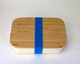 Bamboo Lunchboxes - Beige/Blue Strap - Mabboo