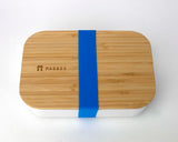 Bamboo Lunchboxes - White/Blue Strap - Mabboo