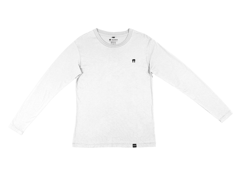 White Bamboo Long Sleeve Top with logo