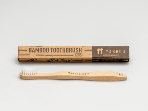 Kids Bamboo Toothbrush - Curved White Bristle - Mabboo