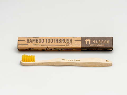 Kids Bamboo Toothbrush - Curved Brown Bristle - Mabboo