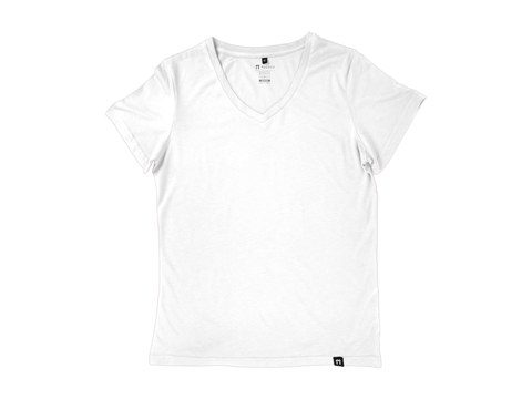 White - V-Neck Jersey Sleeve Bamboo T-Shirt